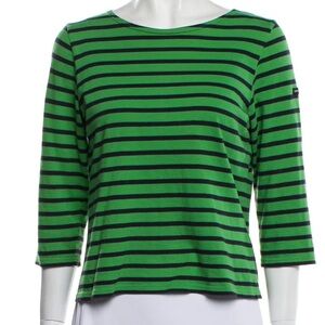 Saint James Women’s Green & Blue Striped Top XS
